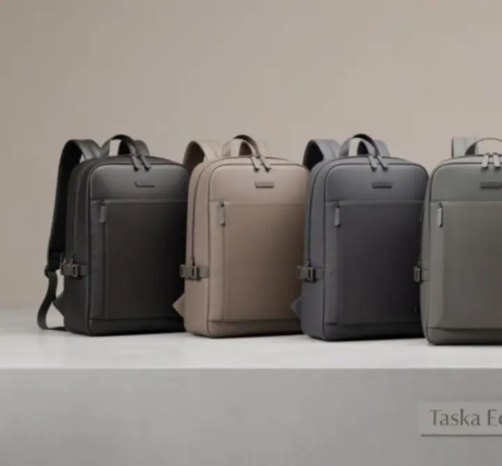 Elegáns prémium hátizsák kollekció semleges, modern környezetben bemutatva.