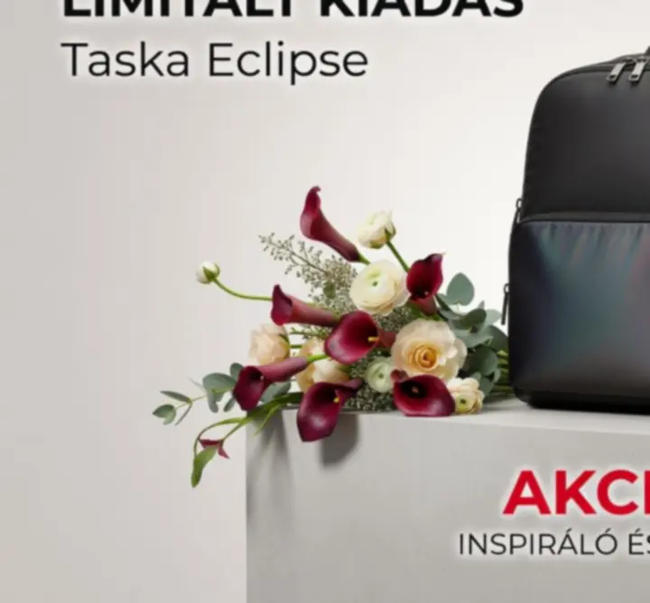 Prémium hátizsák promóciós banner neutrális, elegáns környezetben.