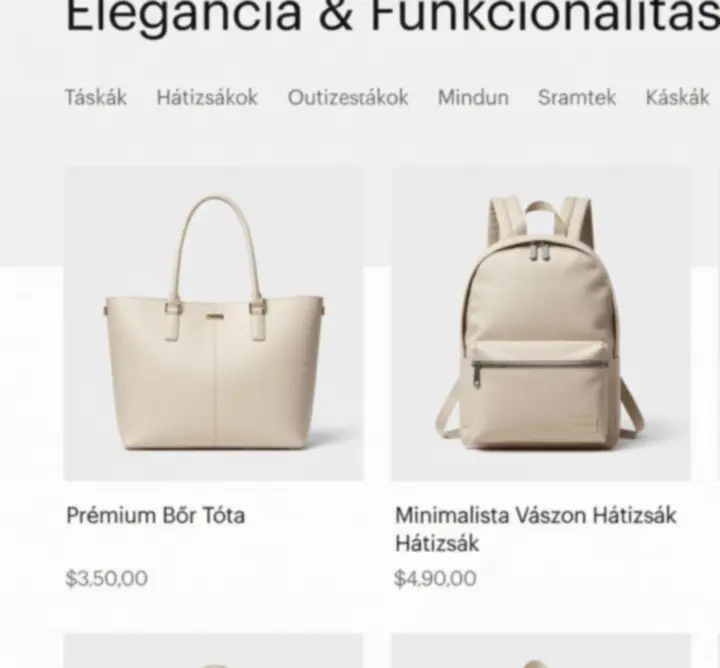 Elegáns, prémium táskák válogatása semleges, modern környezetben